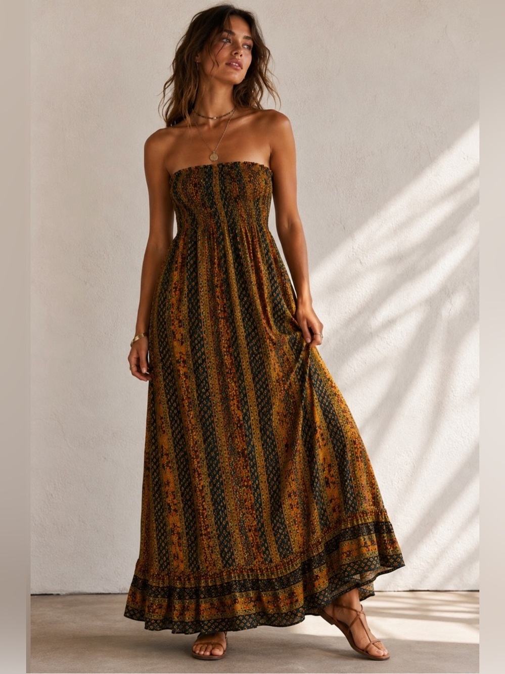 What Goes Around NWOT 100% Silk Boho Dress